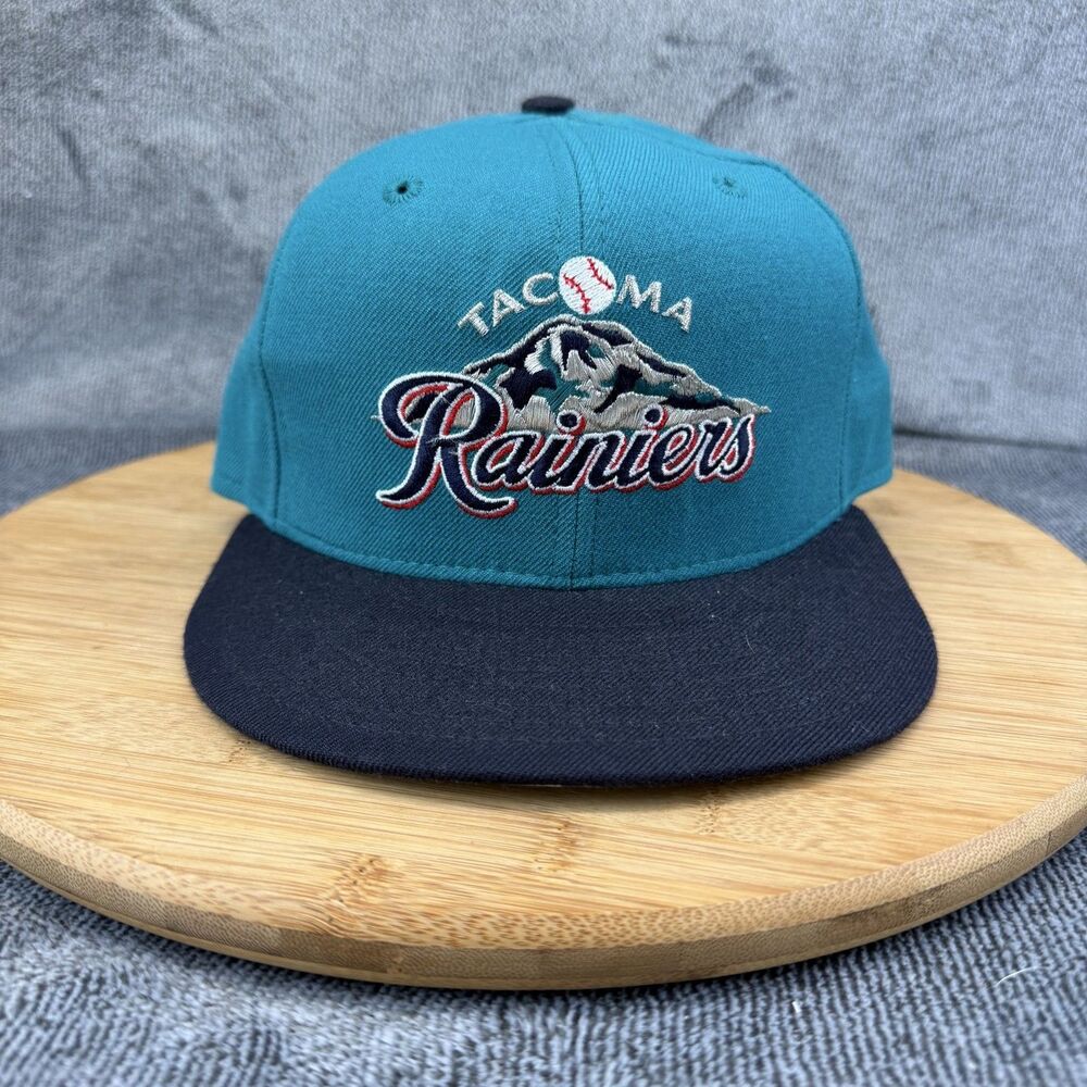Tacoma Rainiers Vtg Hat Cap Fitted Men 6 7/8 Blue MiLB Baseball New Era 90s Wool